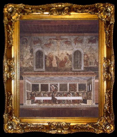 framed  Francesco del Castagno Last supper and above resurrection, ta009-2